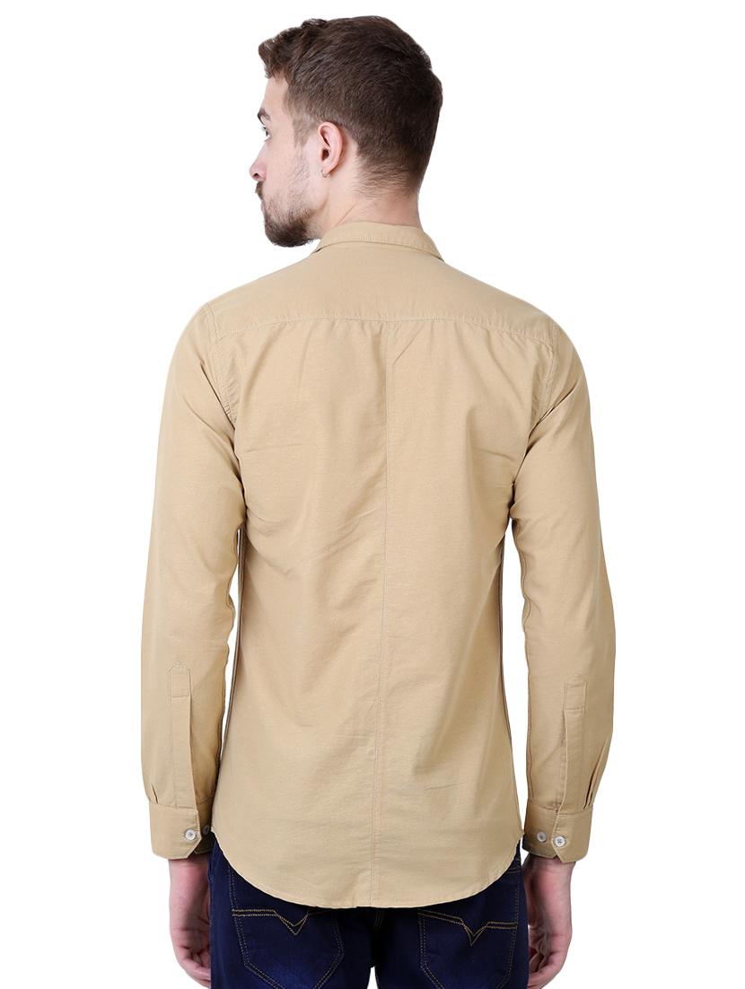 beige solid casual shirt - 16534241 - Zoom Image - 3