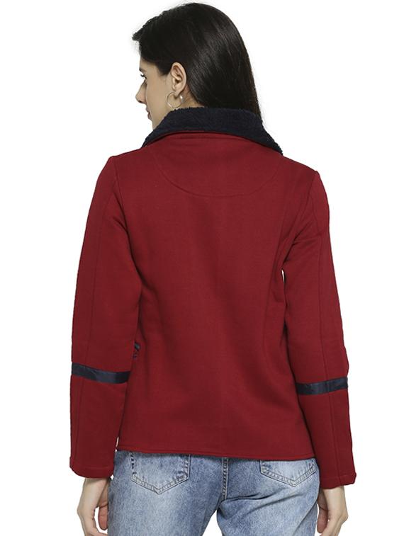 fur detail zipper windcheater jacket - 16535965 - Zoom Image - 3