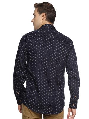 navy blue printed casual shirt - 16538256 - Standard Image - 3