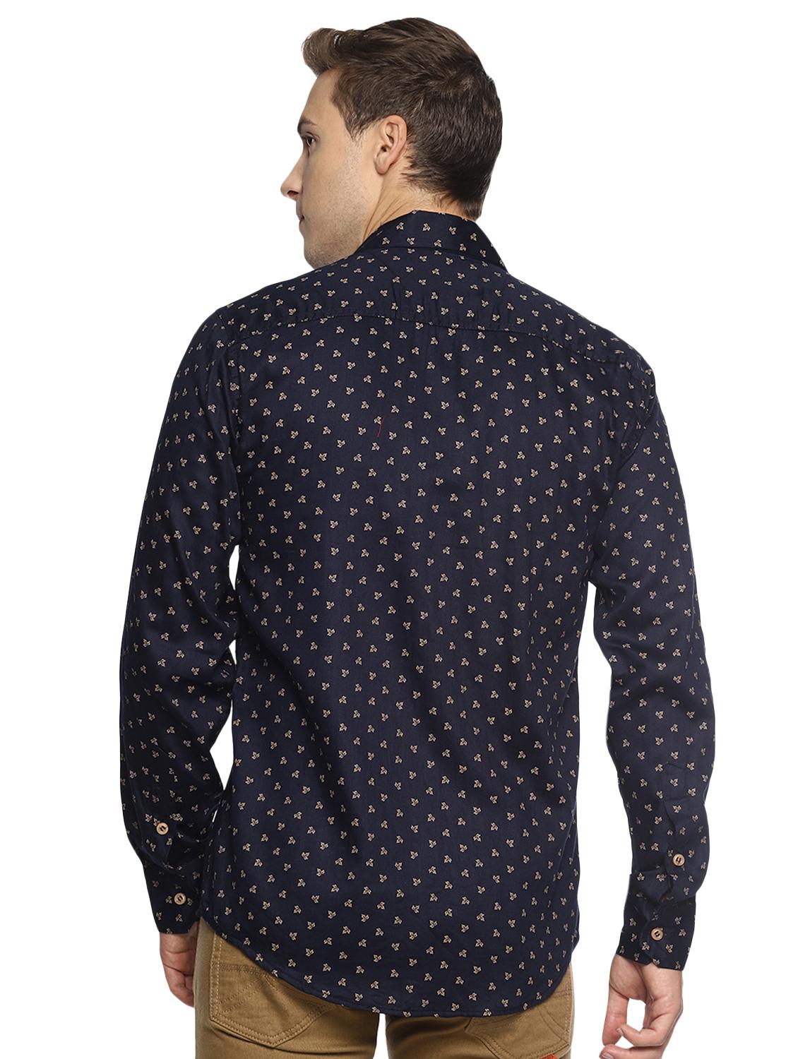 navy blue printed casual shirt - 16538256 - Zoom Image - 3