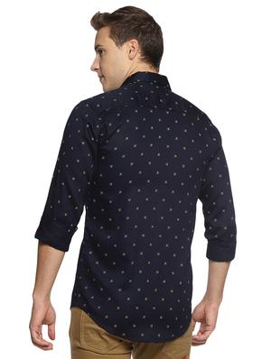 navy blue printed casual shirt - 16538259 - Standard Image - 3