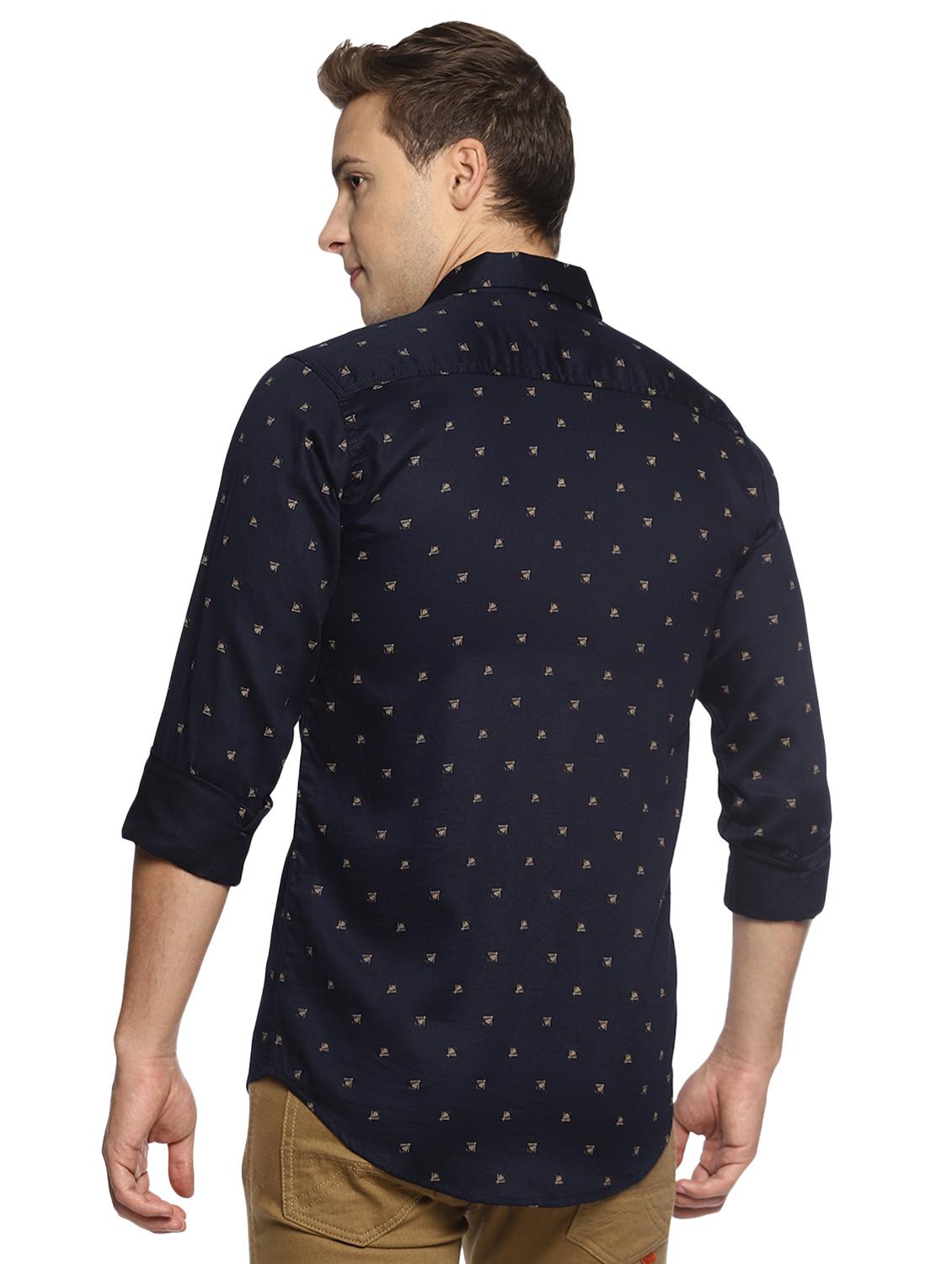 navy blue printed casual shirt - 16538259 - Zoom Image - 3