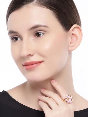 pink gold plated hand ring - 16538619 - Standard Image - 3
