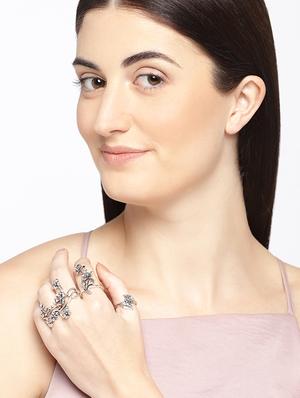 silver plated combo ring - 16539071 - Standard Image - 3