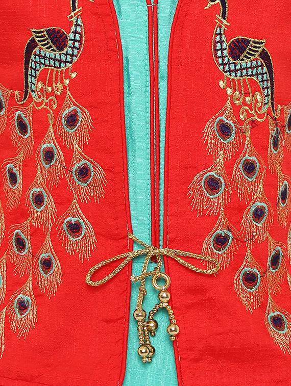 red silk blend frock - 16539153 - Zoom Image - 3