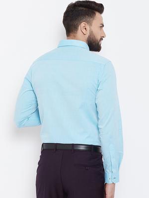 blue solid formal shirt - 16539728 - Standard Image - 3
