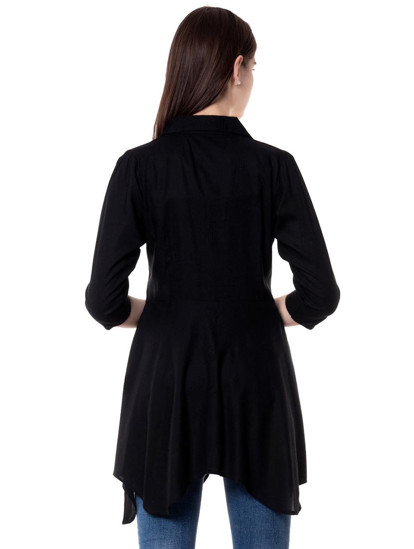 shirt collar flared tunic - 16542560 - Zoom Image - 3