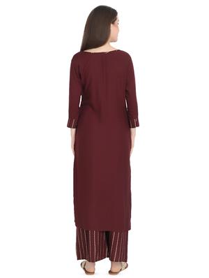 embellished solid kurta palazzo set - 16543001 - Standard Image - 3