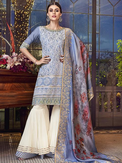 embroidered semi-stitched suit - 16543186 - Very Small Image - 1