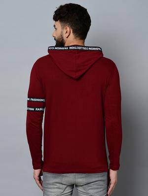 maroon taped hooded t-shirt - 16544821 - Standard Image - 3