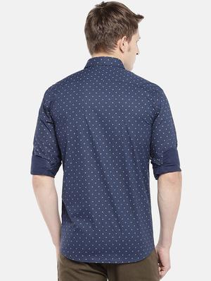 navy blue printed casual shirt - 16544919 - Standard Image - 3