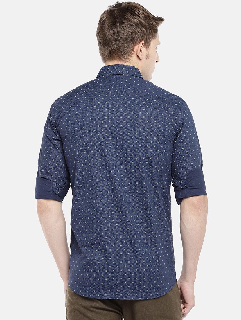 navy blue printed casual shirt - 16544919 - Zoom Image - 3