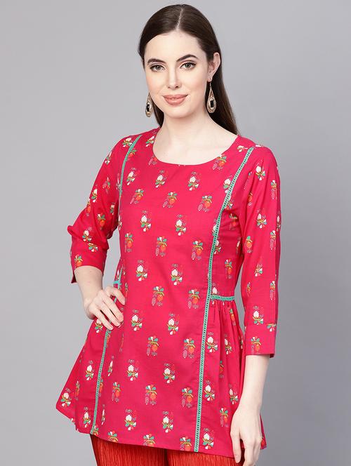block printed a-line kurti - 16545009 - Standard Image - 1