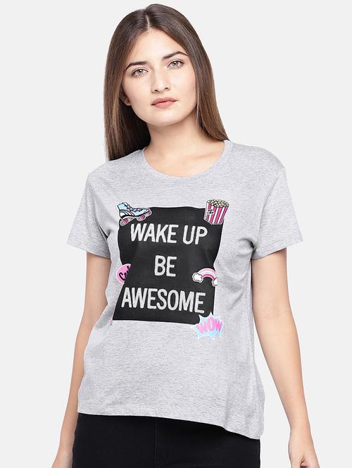 round neck quirky print tee - 16545243 - Standard Image - 1