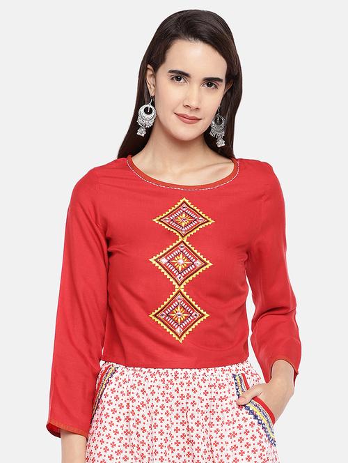 embroidered straight kurti - 16545283 - Standard Image - 1