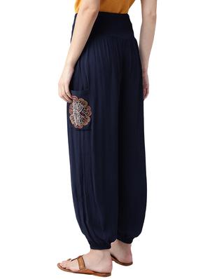 smocked waist solid trousers - 16545729 - Standard Image - 3