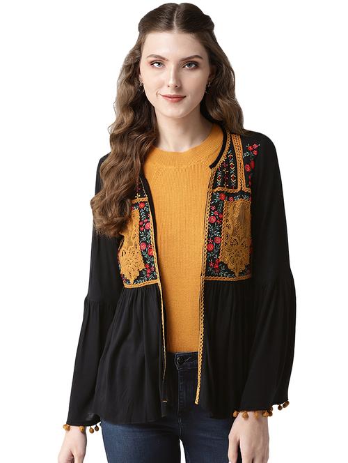 embroidered detail bell sleeved shrug - 16545735 - Standard Image - 1