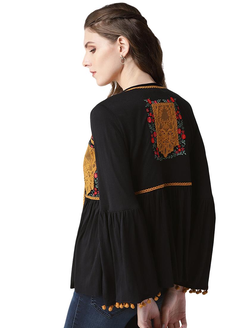 embroidered detail bell sleeved shrug - 16545735 - Zoom Image - 3