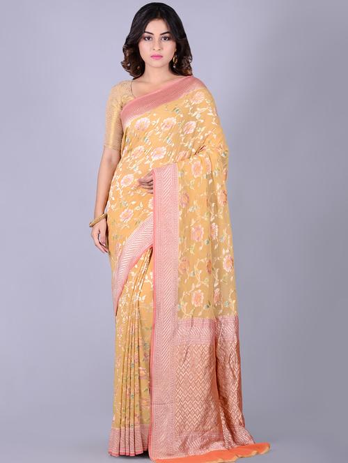 self-design banarasi saree with blouse - 16545878 - Standard Image - 1