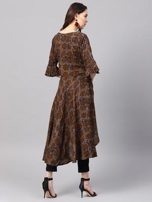 printed asymmetric kurta - 16546545 - Standard Image - 3