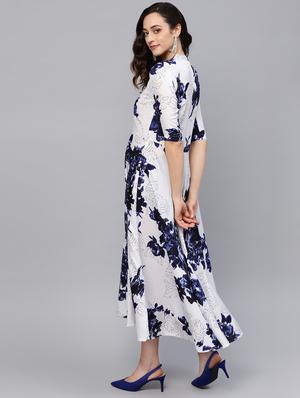 mandarin neck floral maxi dress - 16546598 - Standard Image - 3