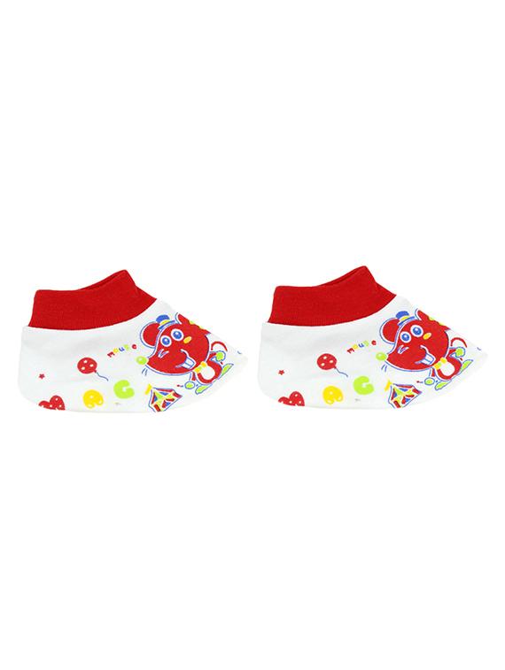red cotton mittens bootie and cap set - 16546693 - Zoom Image - 3