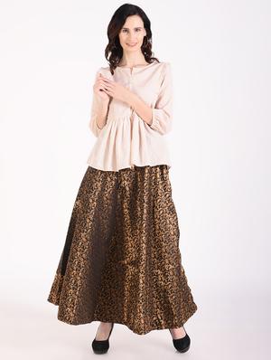 paisley chanderi silk long skirt - 16546990 - Standard Image - 3