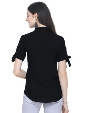 tie up sleeved lapel neck shirt - 16547011 - Standard Image - 3