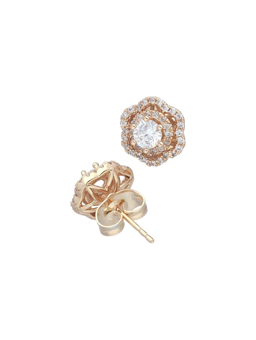 gold brass studs earring - 16547135 - Zoom Image - 3