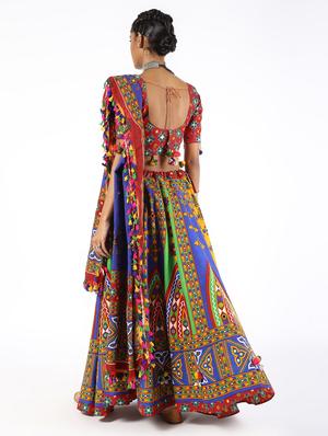 multi colored cotton flared lehenga - 16547268 - Standard Image - 3