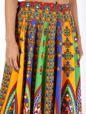 multi colored cotton flared lehenga - 16547268 - Standard Image - 6