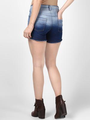 frayed hem ombre denim shorts - 16547640 - Standard Image - 3