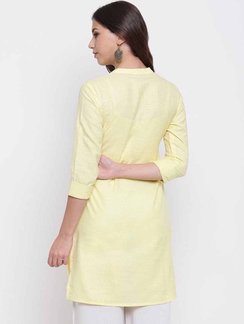 solid silk a-line kurta - 16548051 - Zoom Image - 3