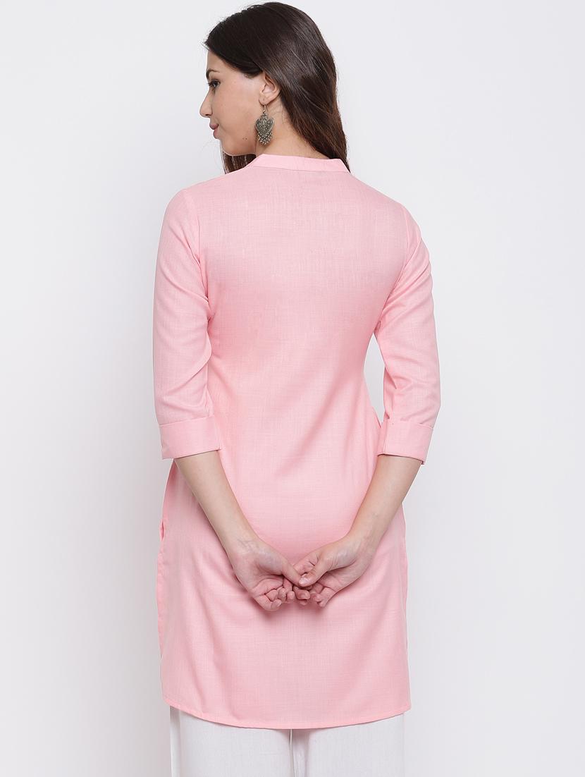 solid silk a-line kurta - 16548053 - Zoom Image - 3