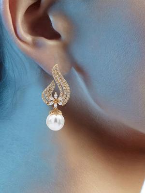 gold crystal drop earring - 16548123 - Standard Image - 3