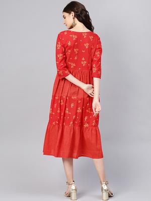 round neck gathered a-line dress - 16549654 - Standard Image - 3