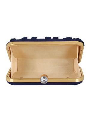 blue faux silk structured clutch - 16550296 - Standard Image - 3