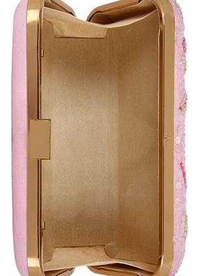 pink faux silk structured clutch - 16550297 - Standard Image - 3