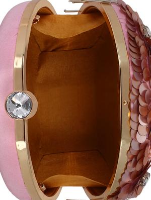 pink faux silk structured clutch - 16550299 - Standard Image - 3