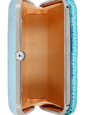 blue faux silk structured clutch - 16550303 - Standard Image - 3