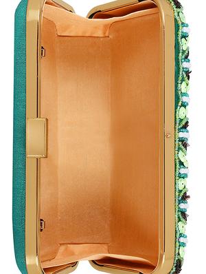 green faux silk structured clutch - 16550304 - Standard Image - 3