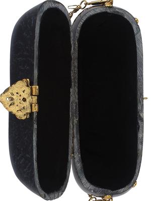 black metal structured clutch - 16550306 - Standard Image - 3