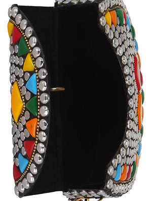 silver metal structured clutch - 16550315 - Standard Image - 3