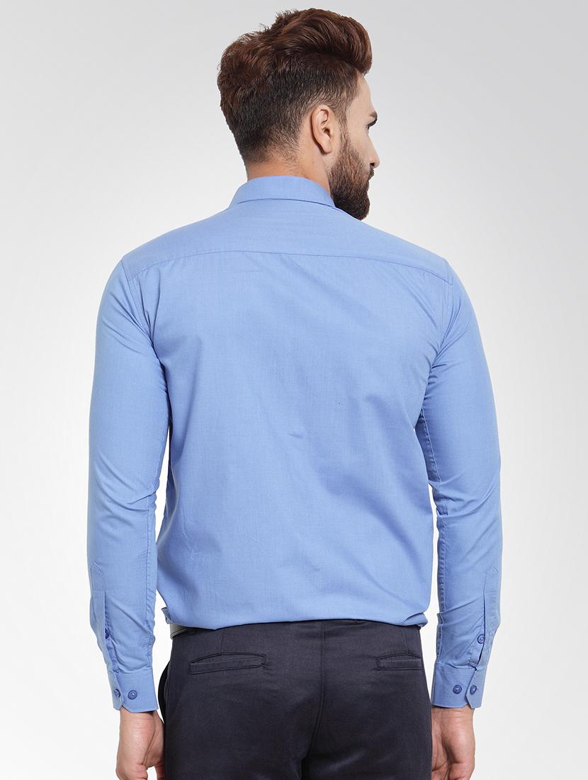 light blue solid formal shirt - 16550333 - Zoom Image - 3