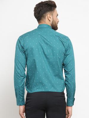 green cotton blend formal shirt - 16550340 - Standard Image - 3