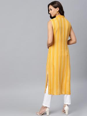 stripes straight kurta - 16550964 - Standard Image - 3
