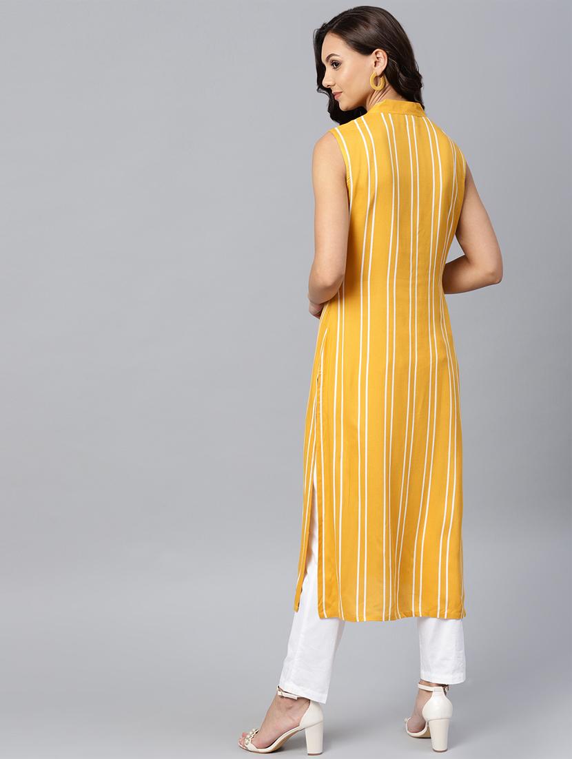 stripes straight kurta - 16550964 - Zoom Image - 3