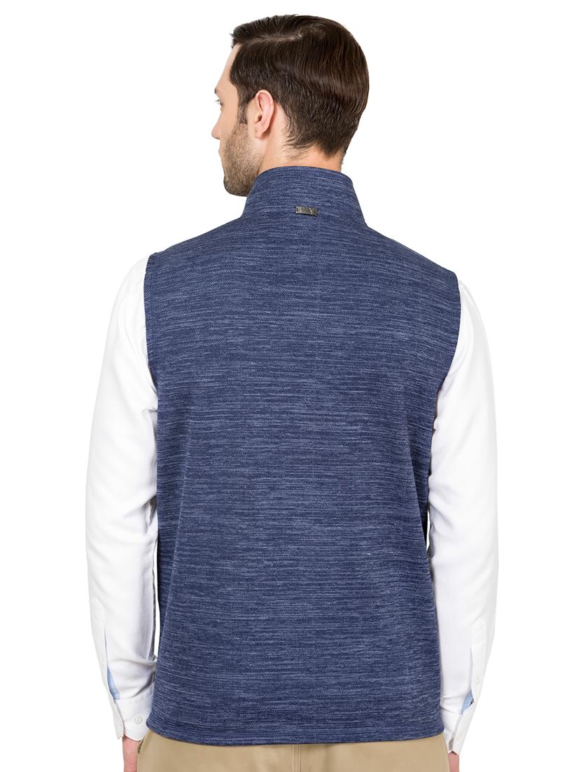 blue solid casual jacket - 16551643 - Zoom Image - 3