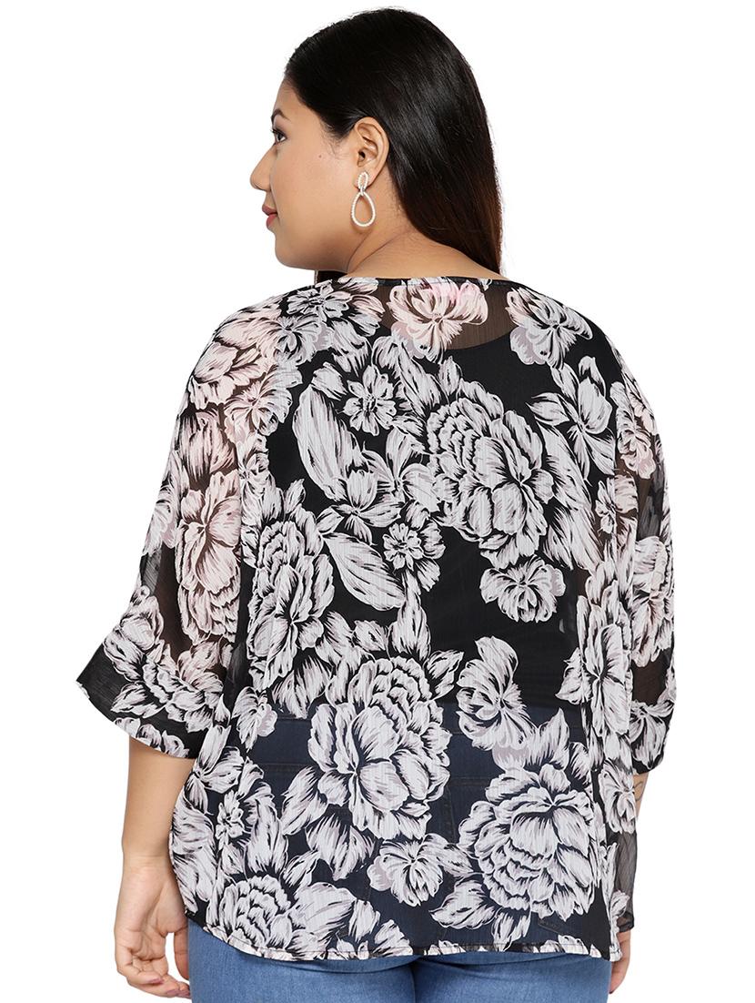 round neck floral plus top - 16551773 - Zoom Image - 3