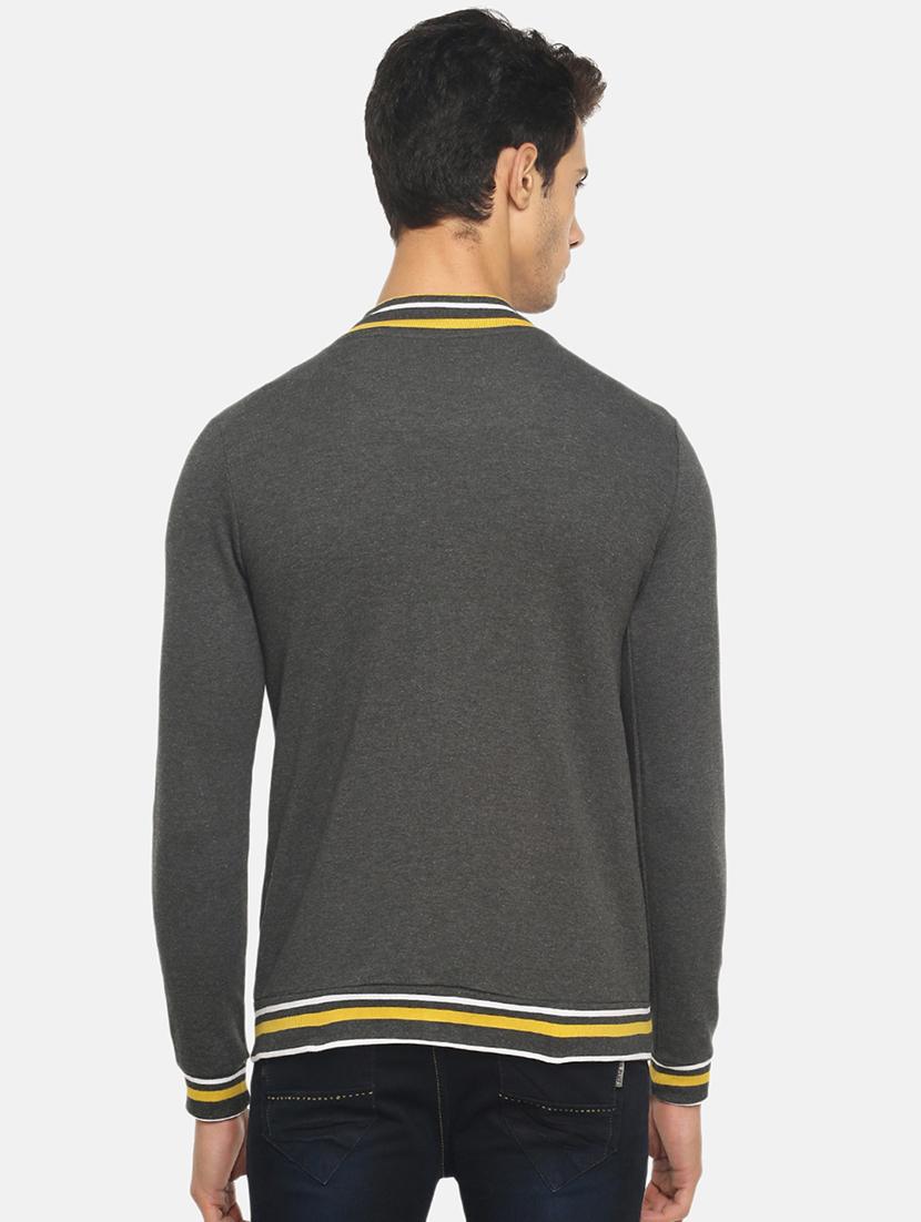 grey solid casual jacket - 16552029 - Zoom Image - 3